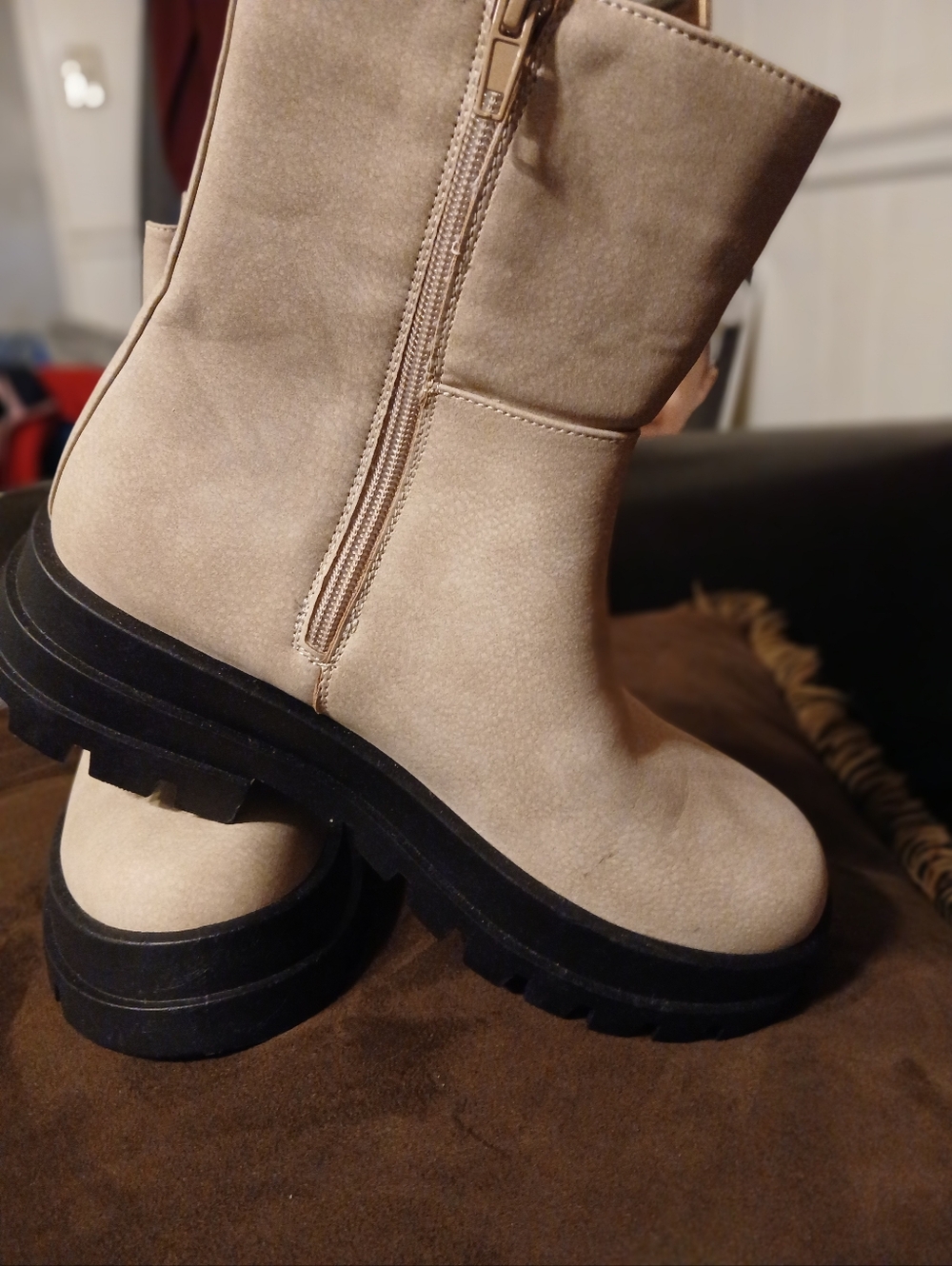 Dirty Laundry Women’s Chunky Sole Mid-Calf Boots in Beige  Dirty Laundry Vines